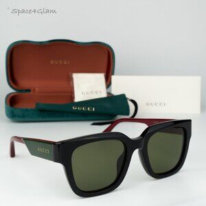 BRAND NEW Gucci GG1670SK 005 Black Red Green Square Unisex Sunglasses